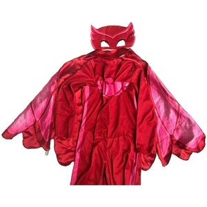 Girl's PJ Mask Owlette Halloween Costume Red & Pink Cape, Mask, & Suit -Sz 4-6x
